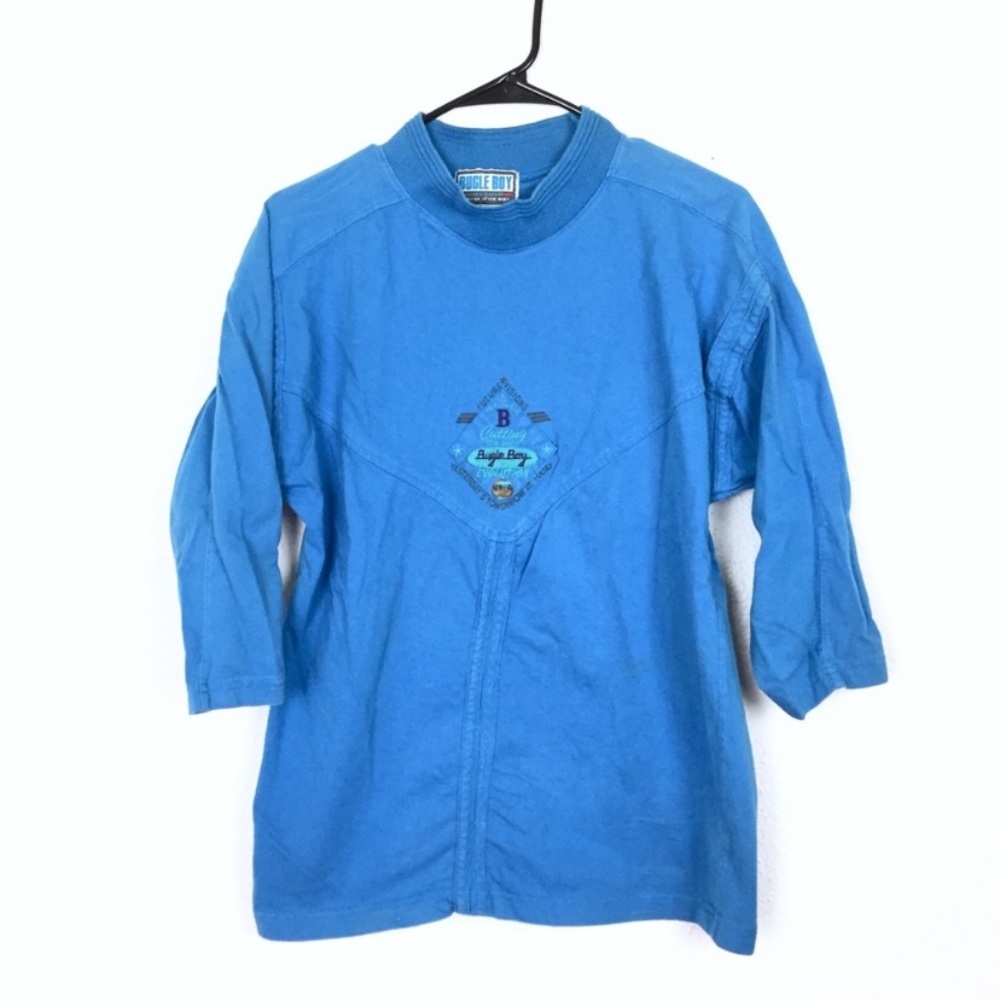 Vintage mock neck bugle boy embroidered logo shirt size medium